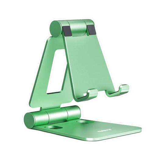 Nulaxy Dual Folding Cell Phone Stand, Fully Adjustable Foldable Desktop Phone Holder Cradle Dock Compatible with Phone 16 15 14 13 12 11 Pro Xs Xs Max Xr X 8, Nintendo Switch, All Phones- Green