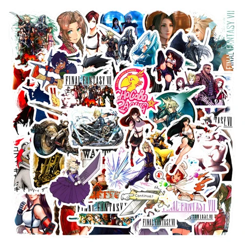 MUYINGZHUO Final Fantasy Stickers, 50PCs Cartoon Game Stickers Pack, Aesthetic Vinyl Decals for Laptop, Hydro Flask, Water Bottle, Stickers for Kids, Toddlers, Teens, Girls (Fantasy)