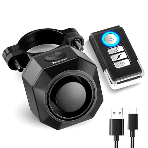 WSDCAM USB Rechargeable Bike Alarm with Remote, 110dB Loud Wireless Anti Theft Vibration Motion Sensor Vehicle Security Alarm System Waterproof Bicycle Trailer Motorcycle Alarm