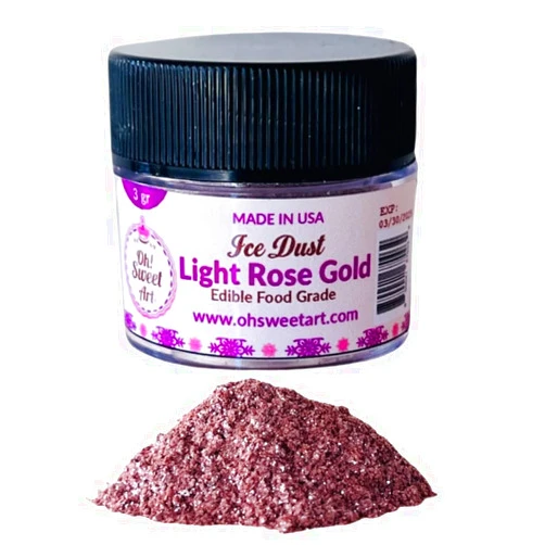 Oh! Sweet Art Oh Sweet Art - Ice Dust - Edible Glitter For Decorating Cakes, Cupcakes, Cake Pops, & More - Sprinkle on Sparkle and Luster to Sweets - Kosher, Food-Grade Coloring - Light Rose Gold - 3 grams