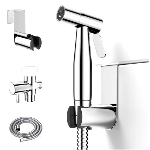 Arofa Chrome Handheld Bidet Sprayer for Toilet - Stainless Steel Cloth Diaper Jet Spray, Adjustable Water Pressure Control with Bidet Spray Hoses, Bidet Toilet Sprayer for Baby/Feminine Wash