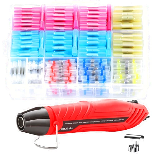 XINTAIHELE 330Pcs Heat Shrink Wire Electrical Connector Kit Solder Stick Waterproof Butt Splice Wire Heat Gun Marine Automotive Terminals Sleeve Electric Insulation Tube Docking Joint