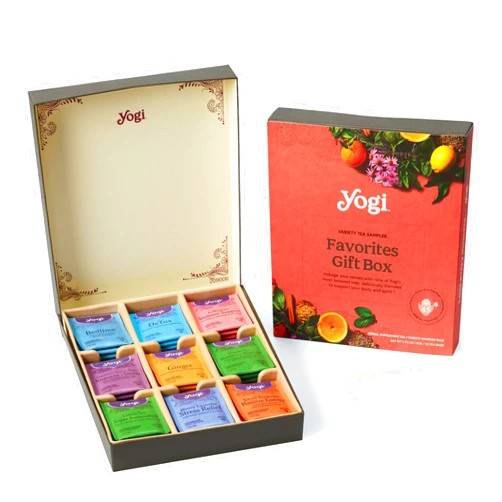 Yogi Organic Tea Sampler Gift Box - Valentines Gift & Tea Gift Set - 9 Favorite Herbal, Green & Black Teas – Assorted Delicious Wellness Teas (45 Tea Bags)