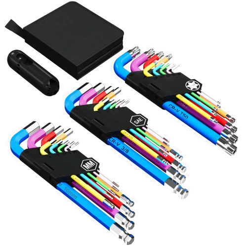 Fineonly 27 PCS Hex Key Set, Color-Coded, Chrome Vanadium Steel, Ideal for DIY Repairs of Bikes, Furniture, Electronics, Machinery, Cars, Motorcycles and Toys
