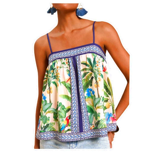 SOLY HUX Women's Tropical Floral Print Cami Top Spaghetti Strap Boho Vacation Summer Tops Camisole