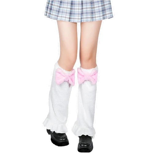 SATINIOR Kawaii Leg Warmer Fuzzy Fluffy Socks with Bow Cartoon Cosplay Leg Warmer Over the Knee Socks for Women Girls