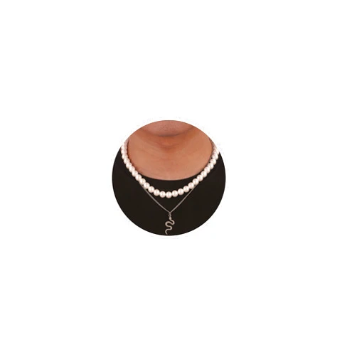DIKEWEN Golden Double-Layered Stainless Steel Cross of European and American Hip-Hop Style, with Cuban Niche Design, Cool and Senior Fashion (Snake Pearl Necklace, Sliver)