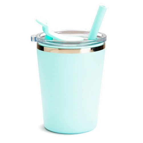 Munchkin Steel My Heart™ 2-in-1 Toddler Sippy Cup Tumbler with Spill Proof Simple Clean™ Straw and Open Sipper Lid, 8 Ounce, Stainless Steel, Teal/Blue