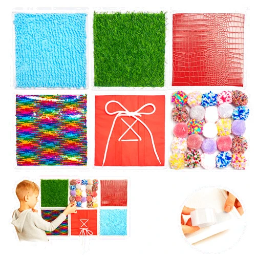ODOXIA Sensory Wall Panel for Kids | 6 Pcs Sensory Squares | Sensory Tiles for Wall and Floor | Sensory Mats | Sensory Room Must Haves | Equipment for Sensory Needs | Sensory Fabric Pads | Set 1
