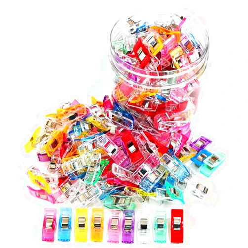 Otylzto Premium Plastic Clips, 100 Pcs with Box, Sewing Notions for Sewing Quilting Supplies Crafting Tools, Assorted Colors for Craft