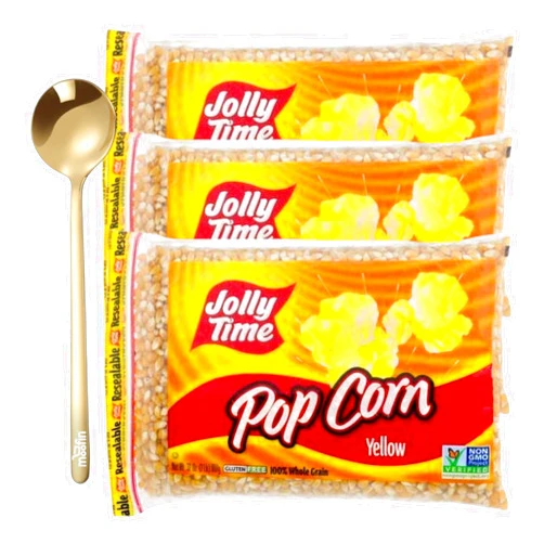 Moofin Unpopped Popcorn Kernels, 32 Ounces - Popcorn With Golden Ss Spoon, Ideal For Movie Nights, Air Popper Compatible, No Artificial Flavors, Kernel Corn Popcorn [Pack Of 3]
