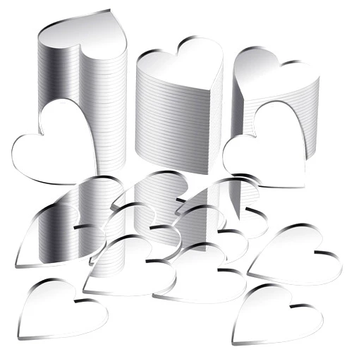 Jetec 100 Pieces Heart Mirror Mini Size Heart Mirror Tiles Small Heart Mirror, DIY Mosaic Mirror Circles Tiles for Arts and Crafts Projects, Traveling, Framing, Room Home Decor (2 Inch)