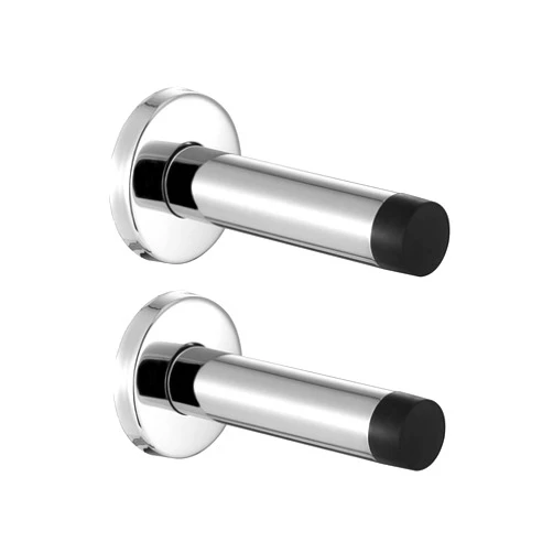 JQK Door Stopper Chrome, 304 Stainless Steel Thicken 1mm Sound Dampening Door Stop Bumper Wall Protetor 2 Pack, Polished Chrome, DSB5-CH-P2