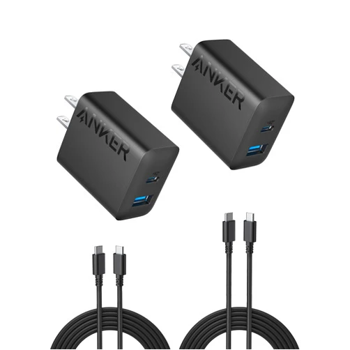 Anker iPhone 15 Charger, Anker USB C Charger, 2-Pack 20W Dual Port USB Fast Wall Charger, USB C Charger Block for iPhone 15/15 Pro/15 Pro Max/iPad Pro/AirPods & More (2-Pack 5 ft USBC Cable Included)
