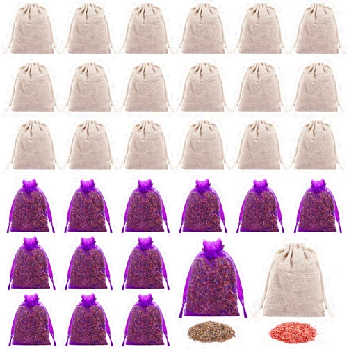 Dansib 50 Pcs Cedar Bags and Lavender Sachet Bags Fully Stuffed Scented Sachets Natural Cedar Sachets Home Fragrance Sachet for Home Car Drawers Closets Wardrobe Gift