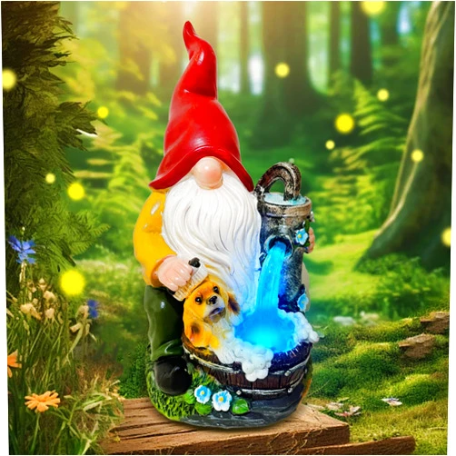 NASSNAT Garden Gnome Statues Outdoor Decor with Solar LED Lights, Gnomes Figurines Decorations for Patio Yard Lawn Ornaments