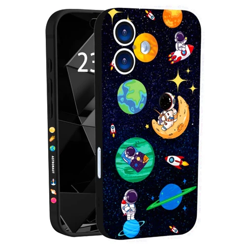 WOFOLE Compatible with iPhone 16 Case for Boys Girls Cute Cartoon Astronaut Rocket Design Aesthetic Shockproof Designer Cool Phone Case for iPhone 16