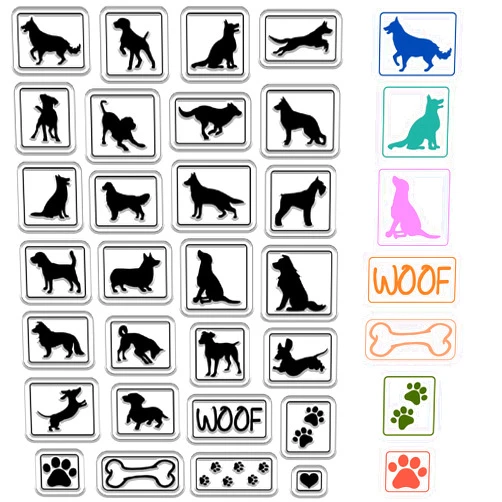 CRASPIRE Dog Bone Paw Print Clear Rubber Stamps Puppy Vintage Cartoon Cute Reusable Transparent Silicone Stamp Seals for Journaling Card Making Scrapbooking Photo Album Decorative DIY
