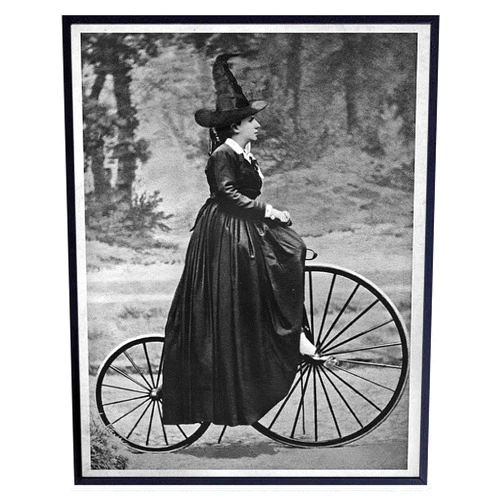 YELLOWBIRD ART & DESIGN Vintage Witch Room Decor - Pagan Gifts - Wicca Wiccan Witchcraft Supplies Wall Art - Gothic Goth Home Decor - Black Magic Wall Print - Witchy Room Art - Witch on Bicycle Print - Halloween Decorations