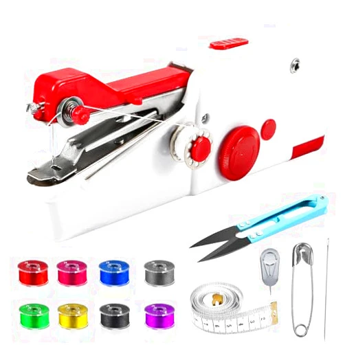 Nupec Handheld Sewing Machine, Mini Cordless Portable Hand Sewing Machine for Beginners, Household & Travel Quick Repairs Electric Hand Held Sewing Device for Fabric Clothing Kids Cloth Pet Clothes