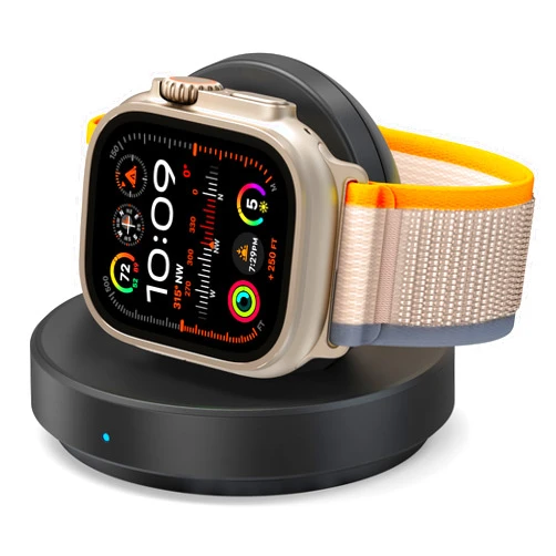 ZAPOGO Portable Magnetic Charging Dock for Apple Watch, Wireless Fast Watch Charger Stand with Charging Cable, Support Nightstand Mode, Compatible with Apple Watch 10 9 8 7 SE 6 5 4 3 2/Ultra 2-Black