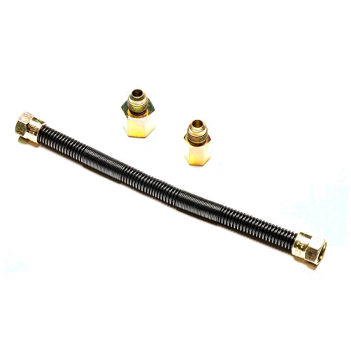 Dreffco 30'' x 3/8'' High Capacity Gas Flex Line - Premium Quality Black Non-Whistle Fire Pit, Fireplace, Dryer Gas Line - Perfect Gas Line for NG or LP Fire Pits - Versatile Usage - Easy Installation