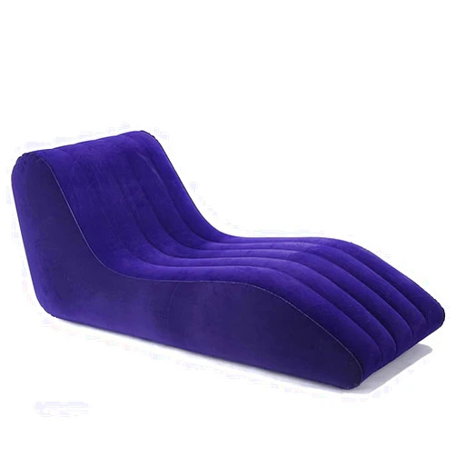 ZIKO Inflatable Sofa Air Chair, Portable Leisure Lounger S-Shaped Flocking Lazy Couch for Indoor Living Room Bedroom, Outdoor Folding Blow Up Bed Backyard Garden Beach, Blue
