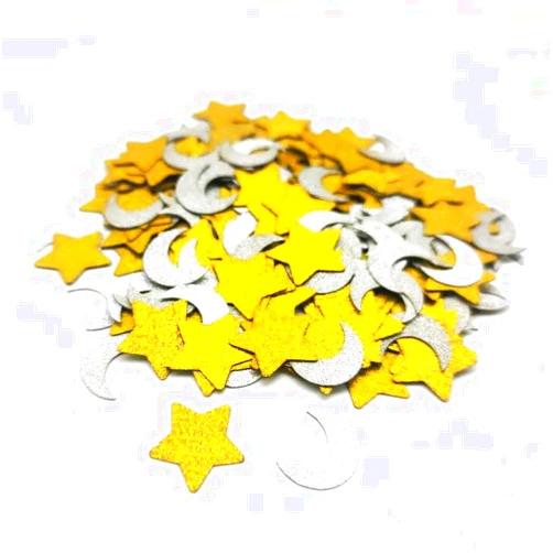 HNFCH Moon Star Glitter Confetti Moon and Star Confetti for Birthday Party Baby Shower Gender Reveal Wedding Party Decorations 100Pcs