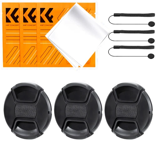 K&F Concept 40.5mm Lens Cap, 9-in-1 Center Pinch Lens Cover + Anti-Loss Keeper Leash + Microfiber Cleaning Cloth Kits Compatible with Nikon, Canon, Sony, Fujifilm Camera Lenses