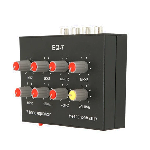 FOSA 7 Band Sound Equalizer, Output Input, 12dB High Bass Adjustment, Two channel Digital Equalizer, 3.5mm Interface, for Recording, Streaming, Podcasting