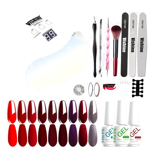 Vishine Gel Nail Polish Starter Kit, with 40W LED Lamp Base Top Coat & Matt Top Coat, 9 Pretty Shades Gels, Nail Gel Kit for Nail Art #06