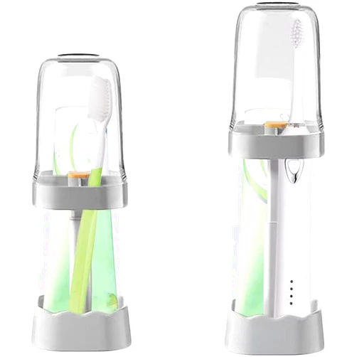SUPOVANCE Toothbrush Holder with Cover or Cup, Height Adjustable, Slotted, Compatible with Electric Toothbrushes and Toothpaste, Keeps Bathroom Countertops Neat and Tidy