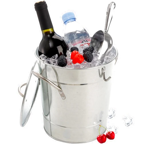 YOUEON 4 Liter Ice Bucket with Scoop and Lid, Double Walled Insulated Ice Bucket for Parties, Cocktail Bar, Wine Bucket Chiller, Beverage Tub with Carry Handles, Indoor & Outdoor Use, Silver