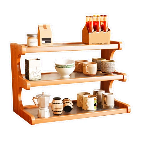 Wynfelo 3-Tier Wooden Mug Holder Countertop, Coffee Cup Holder Mug Display Coffee Mug Organizer Mug Rack for Coffee Station Organizer Mug Shelf for Cabinet for Kitchen, Home,Natural
