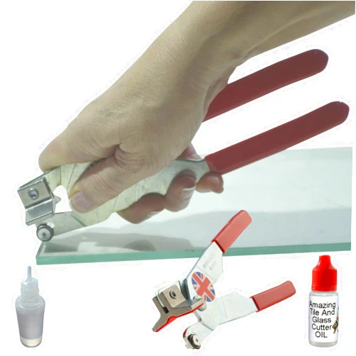 The Amazing Tile And Glass Cutter Glass Cutter for Thick Glass – Built-in Breaker, No Tap - Tap and Hope It Works, 2-in-1 Cutting Tool for Repairing Windows and Picture Frames, Incl. Oil, Step-by-Step Instructions and Online Videos