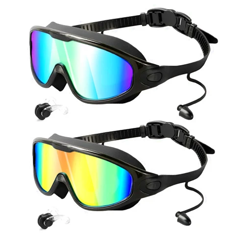 Rantizon Swim Goggles 2 Pack, Wide View Anti Fog&UV Swimming Goggles for Audlt, No Leaking Swim Glasses for Men Women Youth