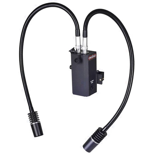Omano DP6 - Microscope Illuminator - 6W LED - Dual Pipe Gooseneck Light Guides - Attaches to Pole Stand - 300 Lumens
