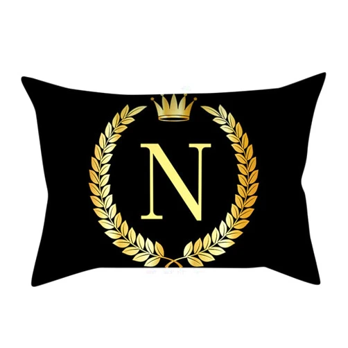 TUNKENCE Home Decor Lumbar Pillow Covers 12x20 Home Cover Gold Black Cover Decor Sofa and Cushion Letter Pillow Case for Home Decor, Sofa, Party Clearance