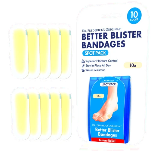 Dr. Frederick's Original Better Blister Bandages - 10 ct Spot Pack - Water-Resistant Hydrocolloid Pads for Foot Protection & Recovery - Blister Relief Pads