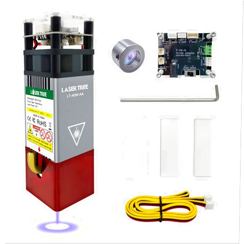 LASER TREE Laser Engraver Module, 5000mW（5W） Optical Output Power Laser Cutter Module w/Metal Air Assist, Compatible with Laser Engraver Laser Cutter Machines CNC, 45mm Fixed Focus 12V, Class 4