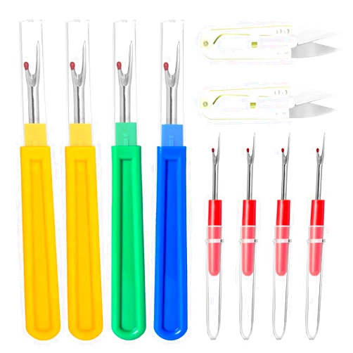 Foyods 10PCS Seam Rippers for Sewing, 4 Large 4 Small Stitch Remover Tools with 2 Scissors, Handy Thread Cutter and Seam Ripper Tool Kit for Embroidery/Crafting/Needlework, Sewing Scissors and Thread Cutter