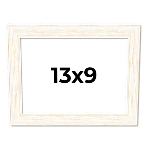 Poster Palooza 13x9 Distressed/Aged White Washed Wood Picture Frame - UV Acrylic, Foam Board Backing, & Hanging Hardware Included!