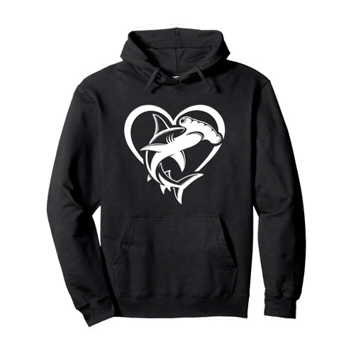 Funny Hammerhead Shark Lover Wildlife Ocean JM Funny Hammerhead Shark Heart Pullover Hoodie