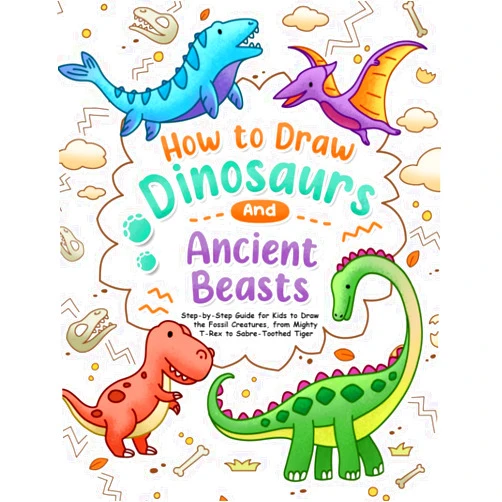 By Draw with Leo (Author) How to Draw Dinosaurs and Ancient Beasts: Step-by-Step Book for Kids to Drawing from Mighty T-Rex to Sabre-Toothed Tiger and Lost Creatures of the Past (How To Draw Step-by-Step for Kids)