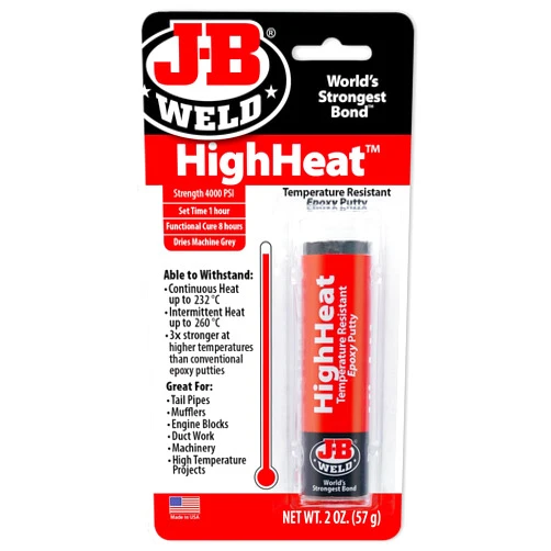 J-B Weld 8297 HighHeat 500 Degree Epoxy Putty Stick - 2 oz. , Grey