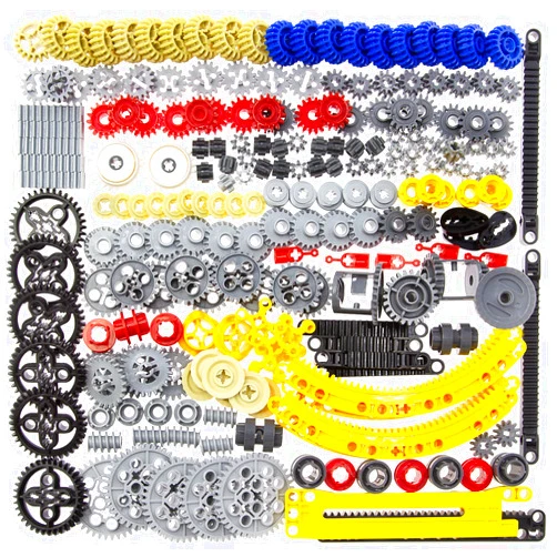 Habow 233pcs Technic-Parts Technic-Gears Axle-Pin-Connector Compatible with Lego-Technic Technic Cam Worm Cogs Gears Steering Parts Differential Engine Kit. MOC Pieces for Replacement Pieces.