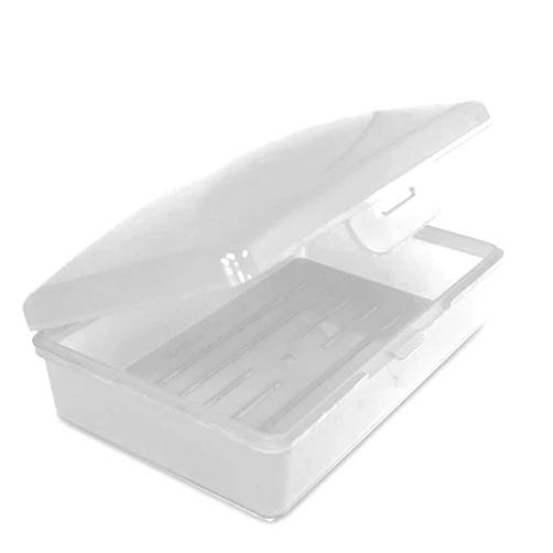 American Comb Travel Soap Box with lid - Clear White - Perfect for Traveling, Gym, or Storage. Made in The USA.