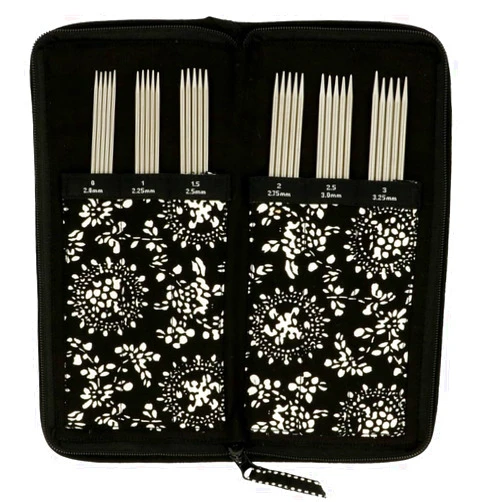 CHIAOGOO Red Ribbon Double Point Stainless Steel Knitting Needle Set, 6-Inch