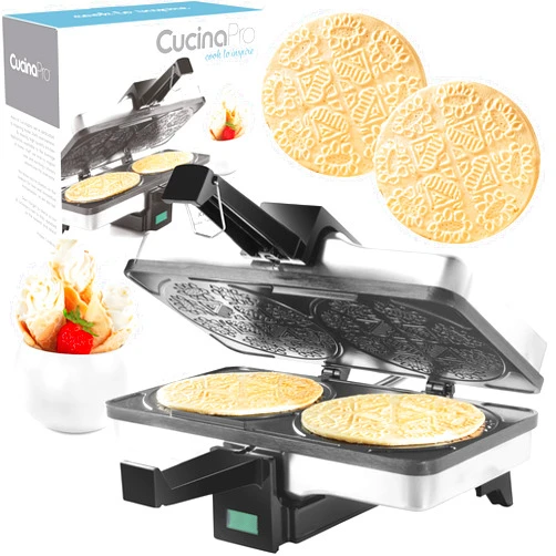 CucinaPro Krumkake Baker By Cucina Pro - 100% Non Stick, Makes Two Krumkake Pizzelle-Like Cookies, Great for Cannoli Filling & Cones