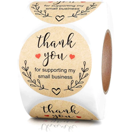 GOYOMI 1.5 inch Thank You Stickers, Thank You for Supporting My Small Business Stickers Round Labels with Red Heart, Custom Sticker for Crafters, Bakeries & Small Business Owners, 500pcs